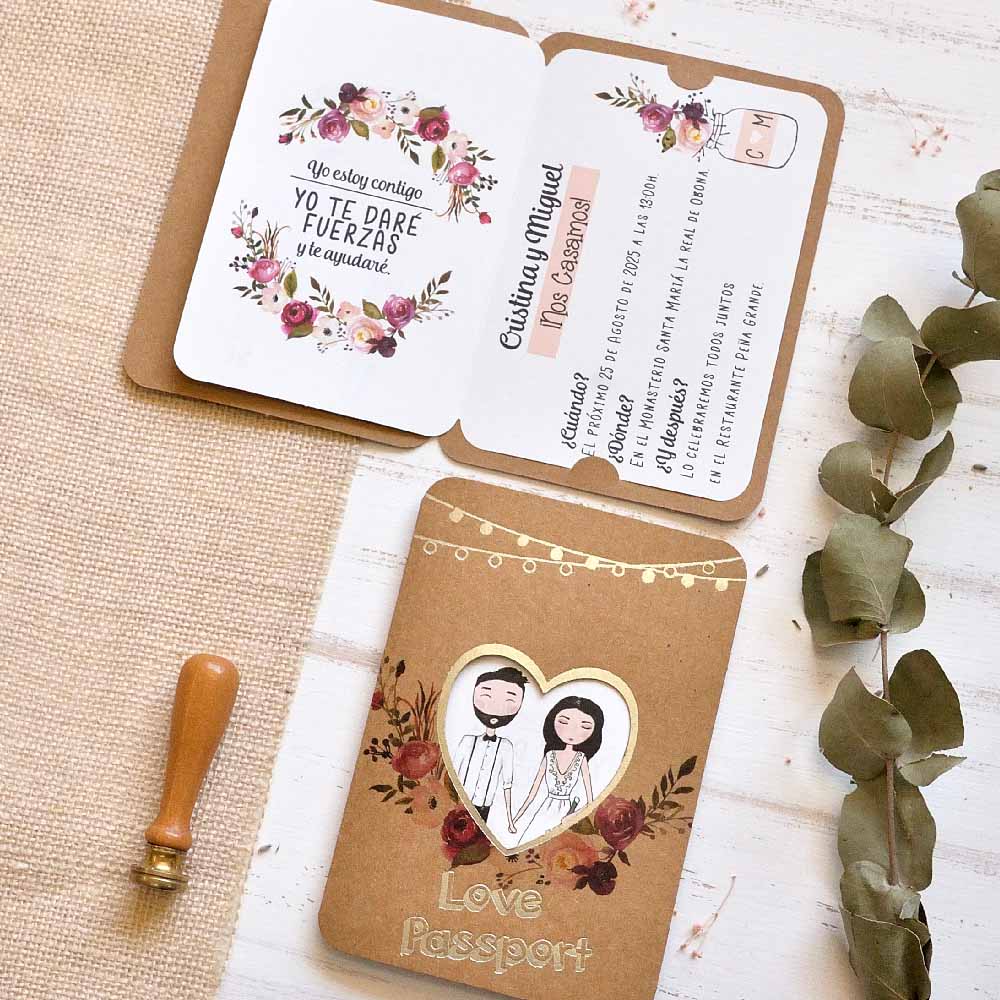 Invitación pasaporte novios 39815