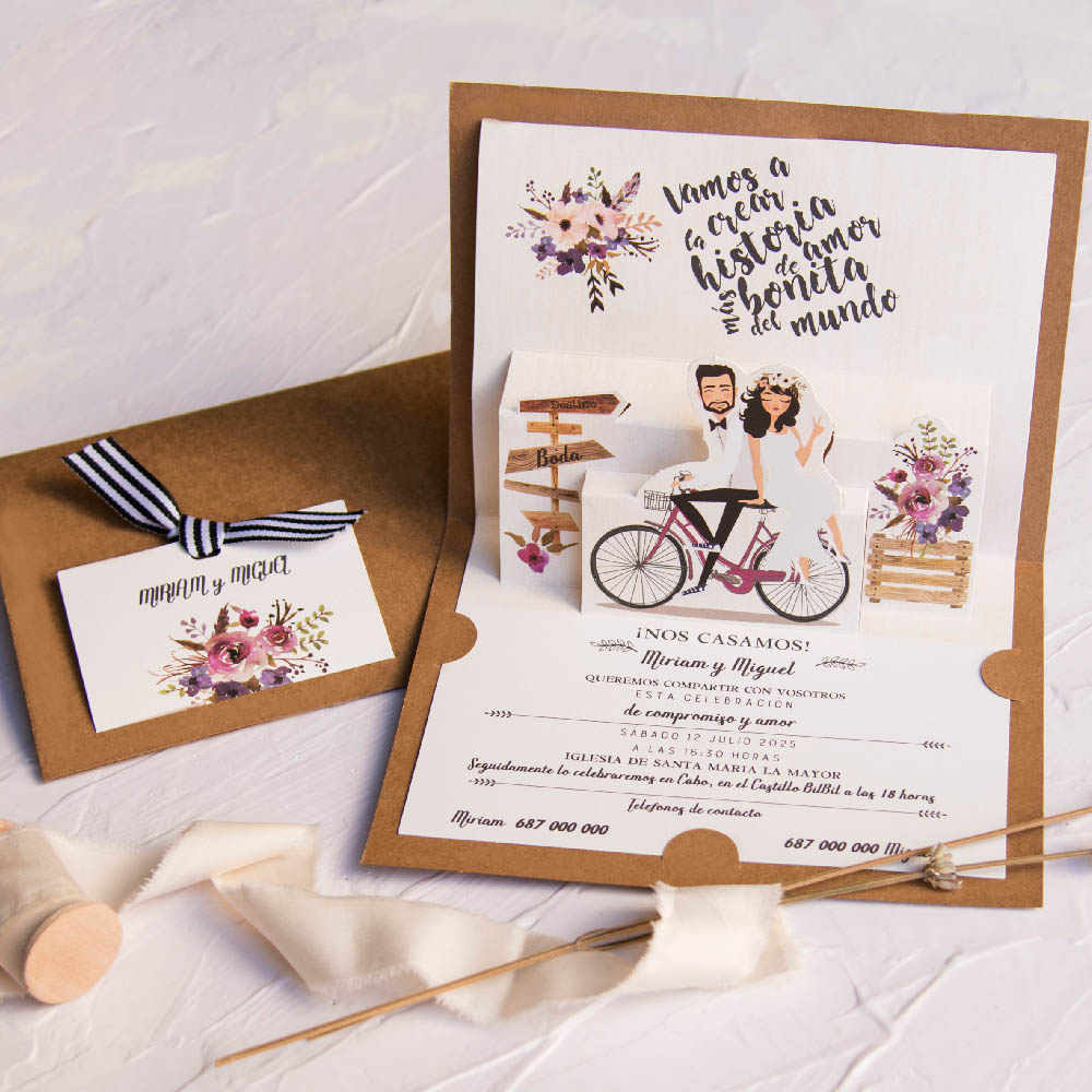 Invitación kraft en 3D 39829