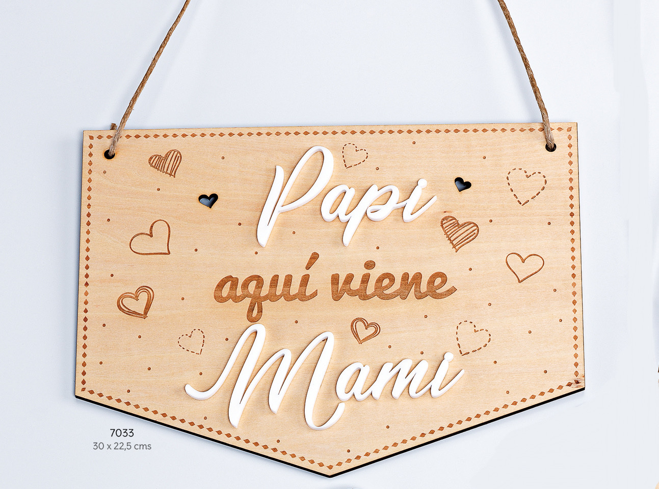 Cartel «Papi aquí viene mami» madera 7033