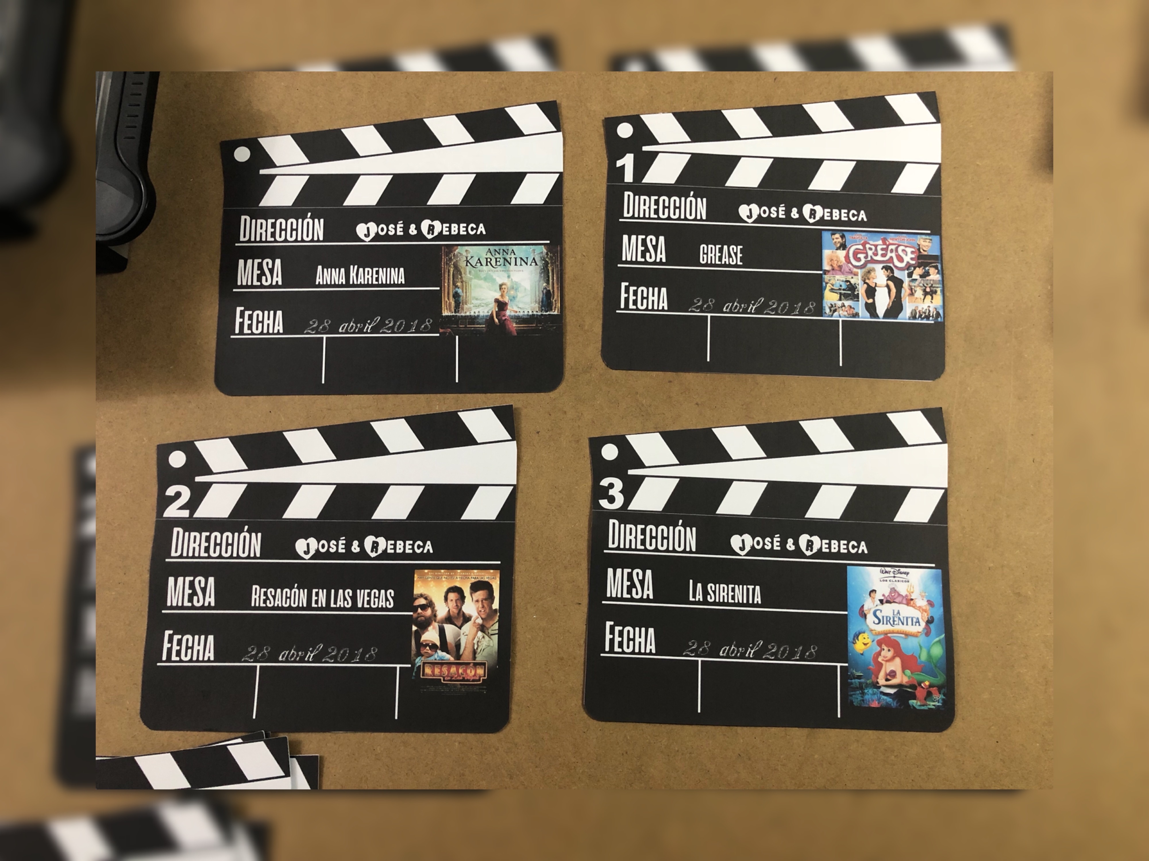 Meseros claquetas de cine