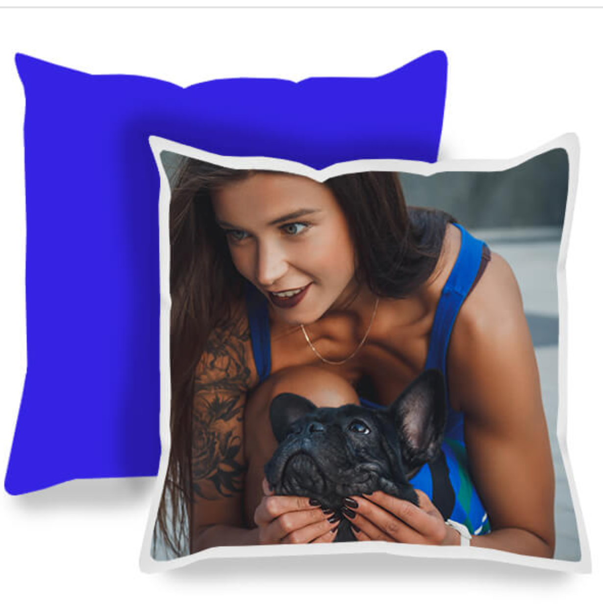 Cojín personalizado cuadrado 40×40 una cara azul eléctrico