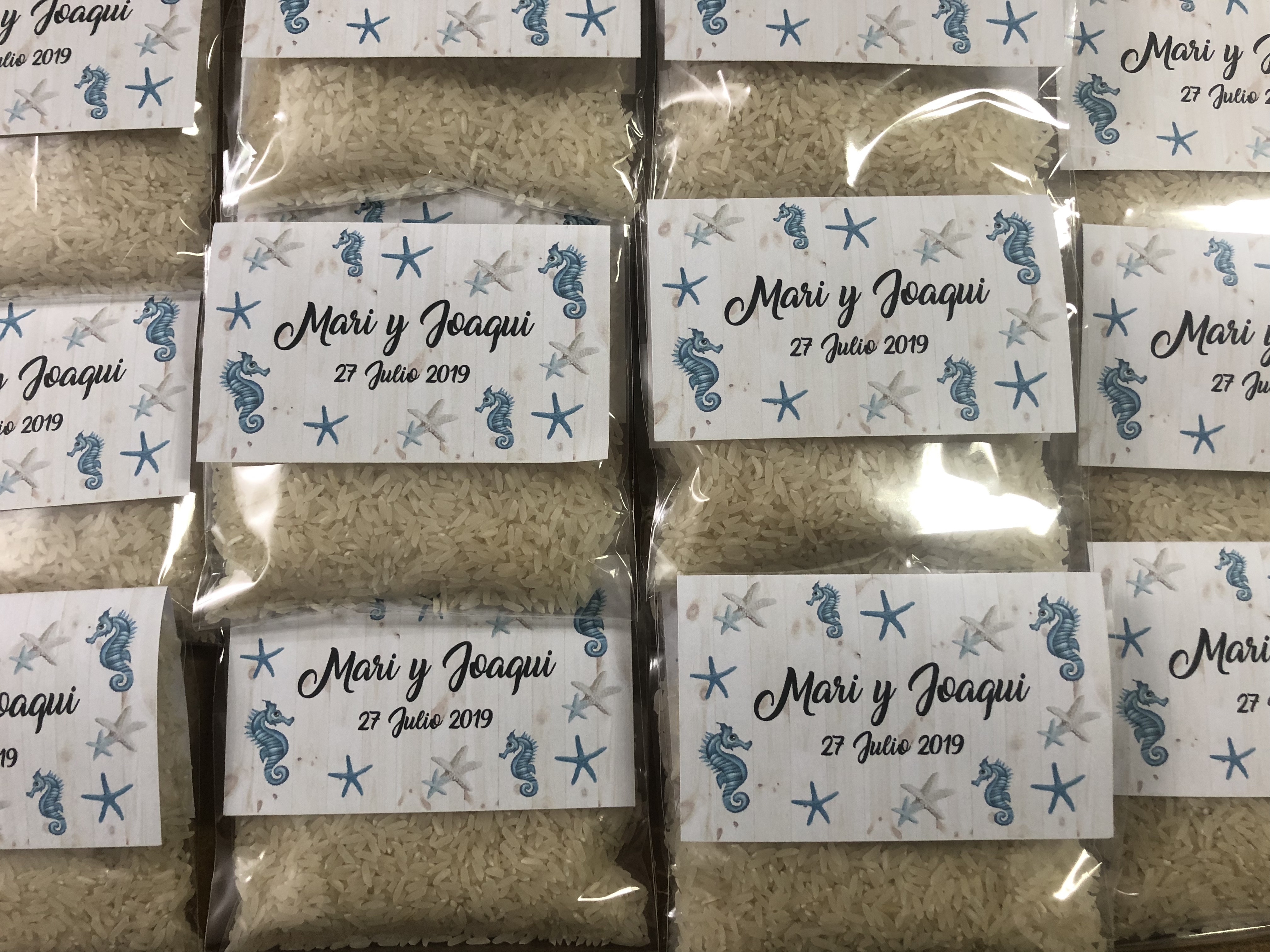 Bolsa de arroz fondo caballito de mar