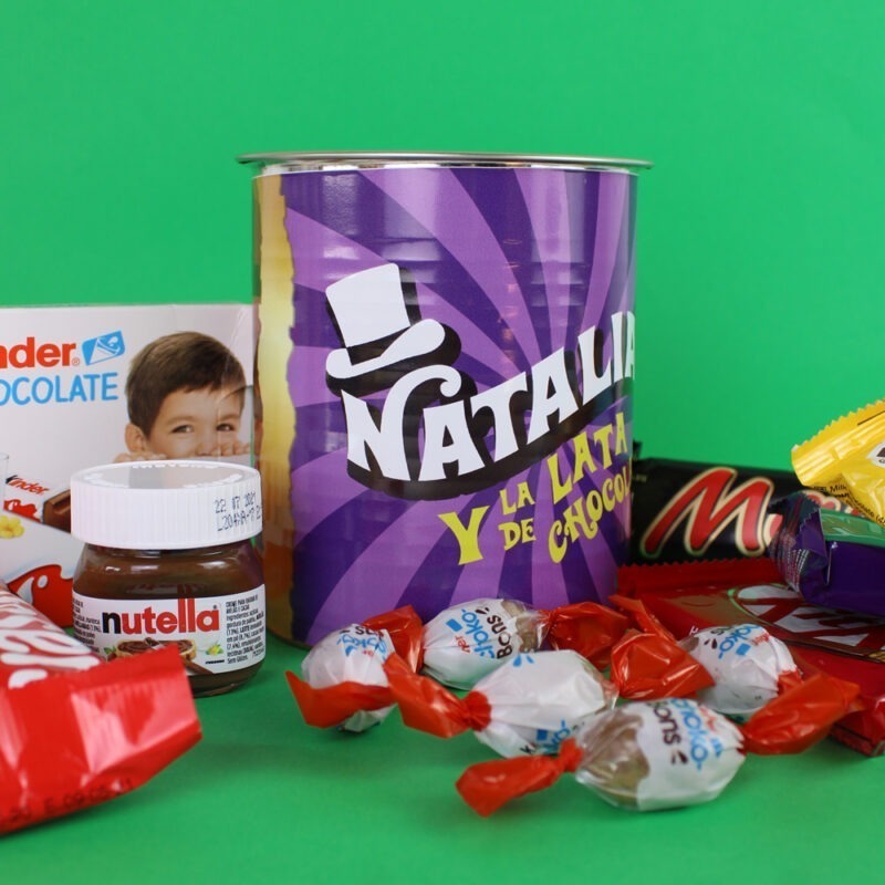 Lata chocolates personalizada con nombre