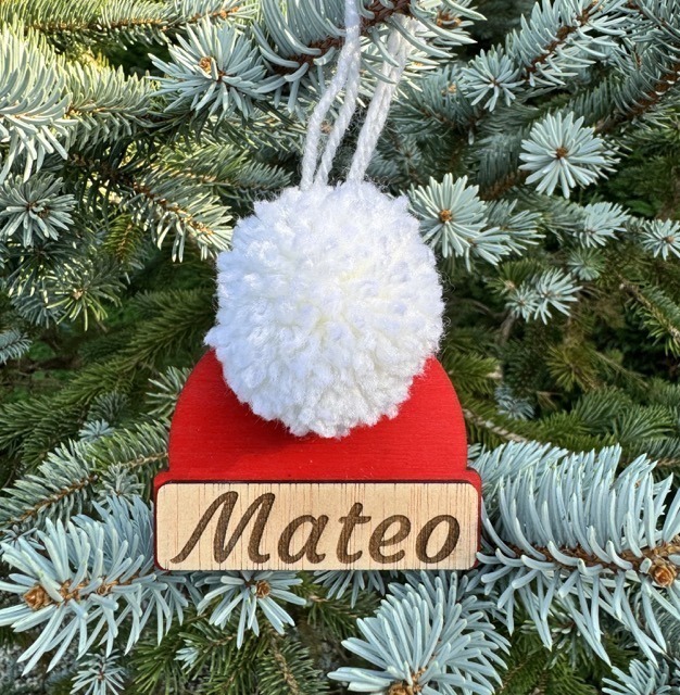 Bola de navidad gorro con pompón, fondo rojo o verde