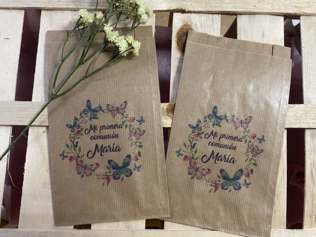 Bolsa kraft corona mariposas