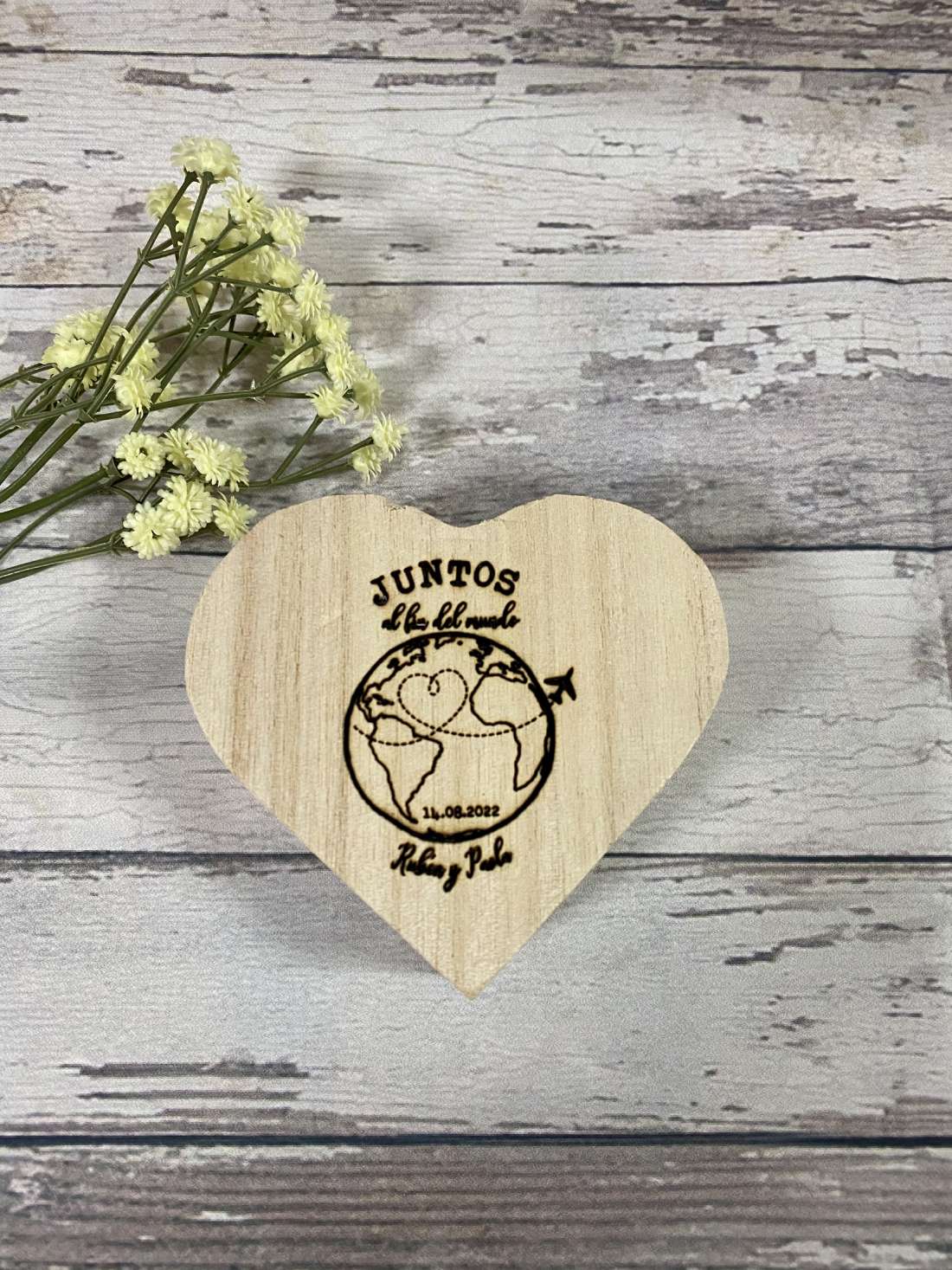 Caja para alianzas en forma de corazón «viaje»