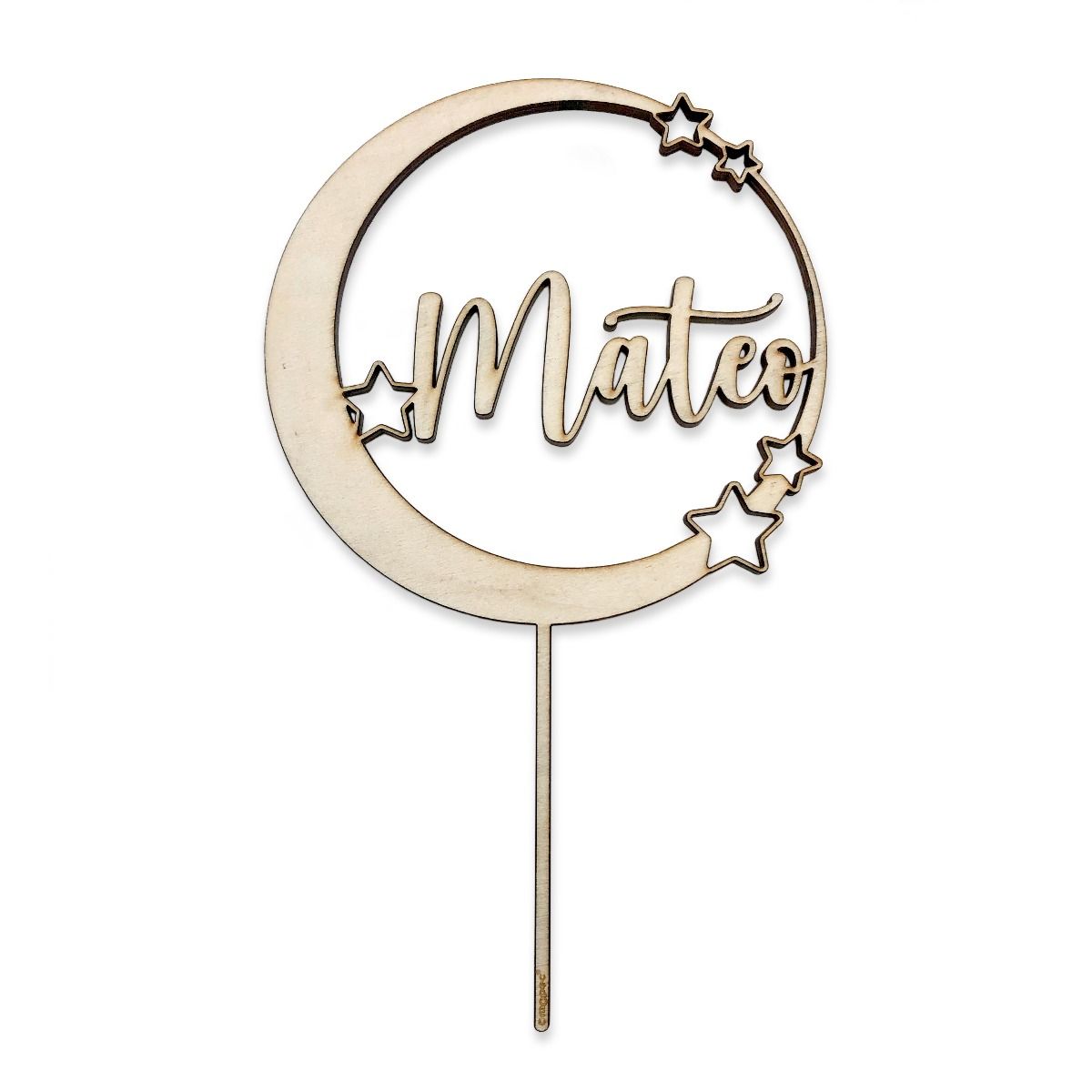 Cake topper luna y estrellas madera W198
