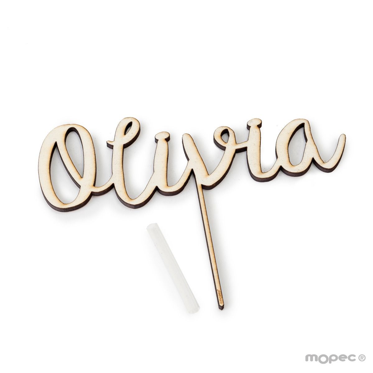 Cake topper madera nombre W122