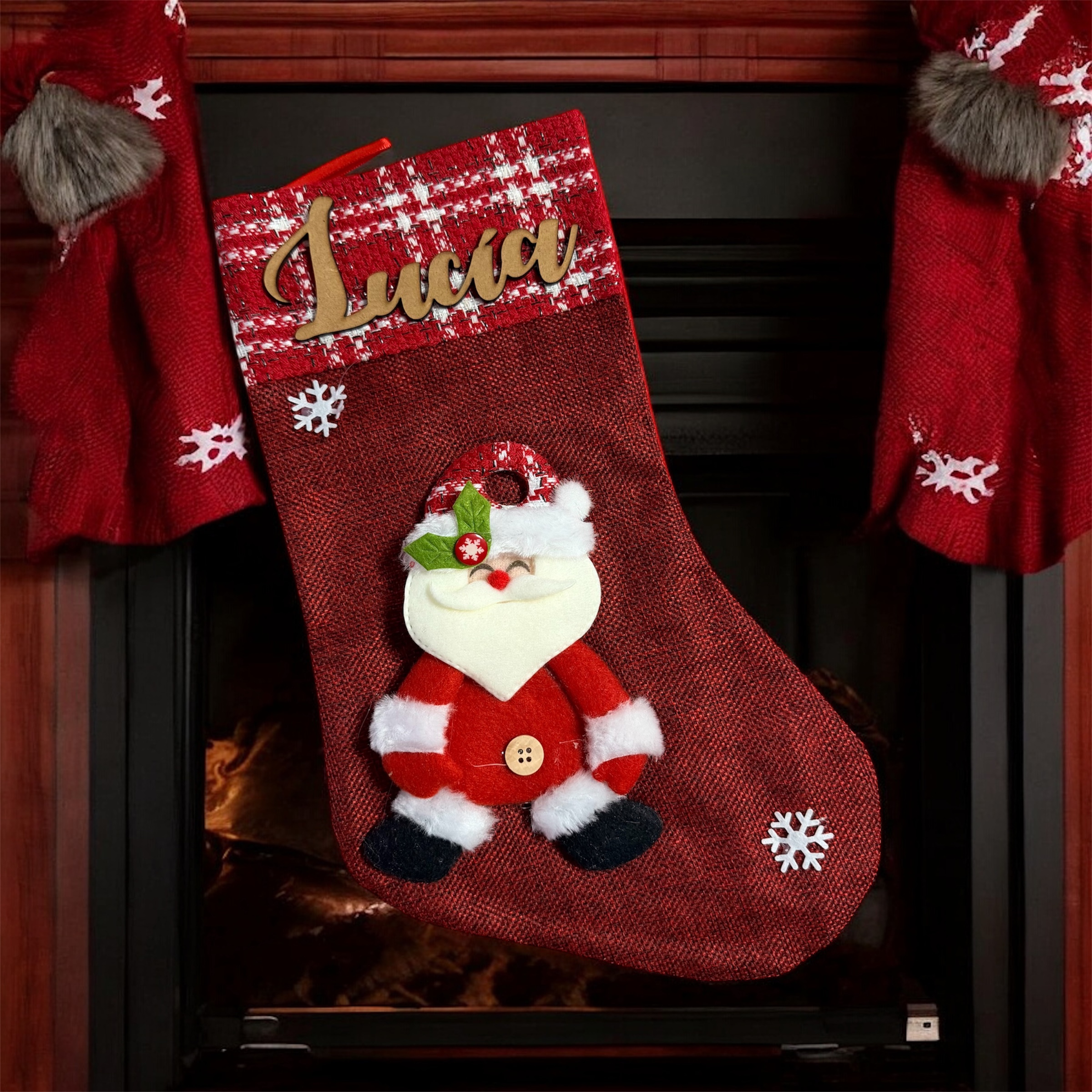 Bota navidad personalizada roja