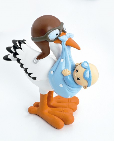 Figura pastel cigüeña bebé pico azul 1563