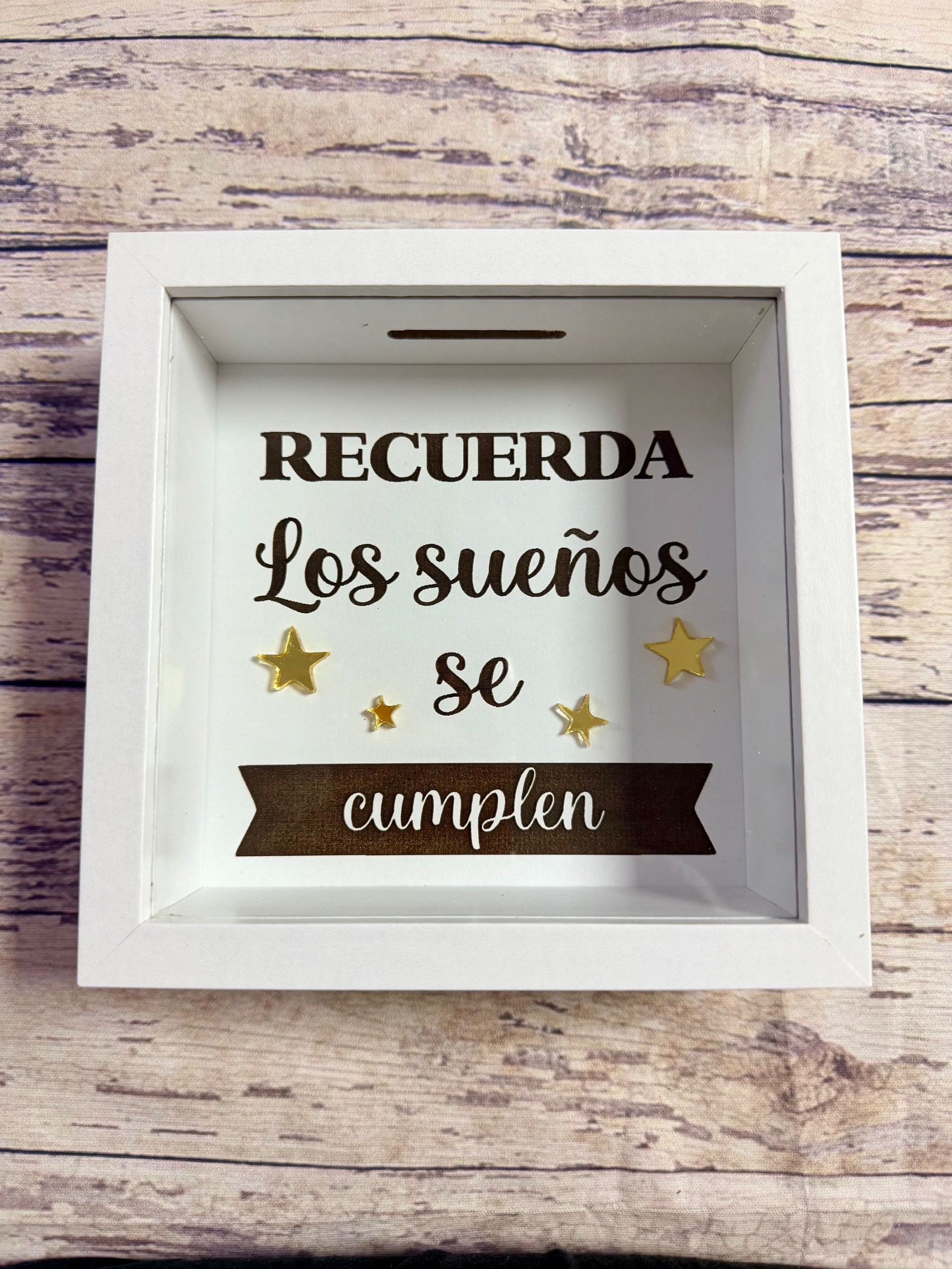 Hucha personalizada «recuerda, los sueños se cumplen»