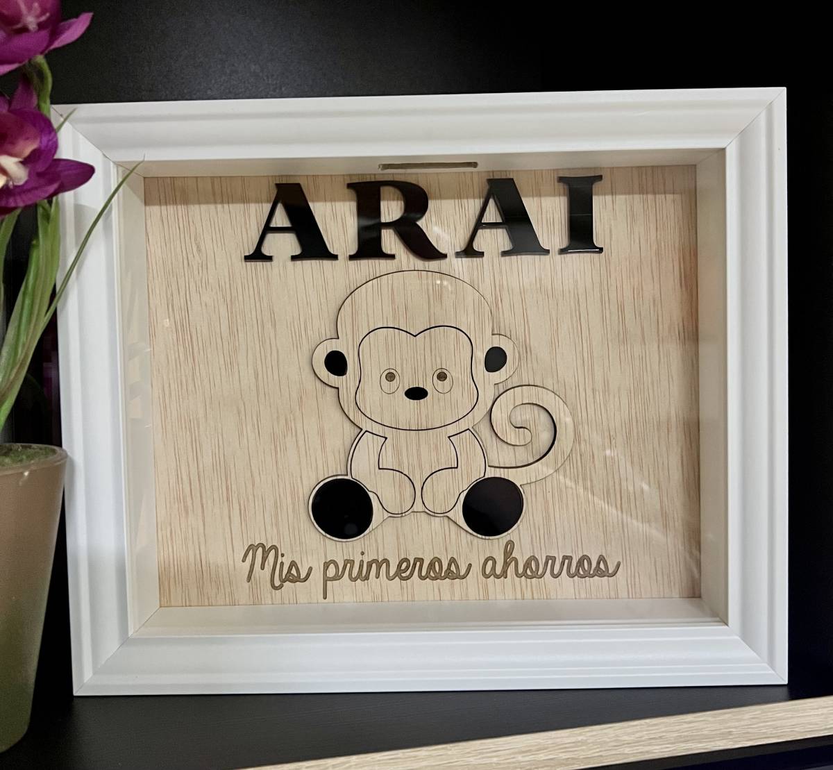 Hucha personalizada mono