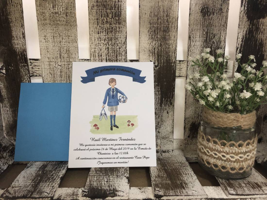Invitación comunión niño fútbol