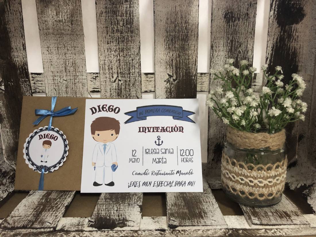 Invitación comunión niño marinero