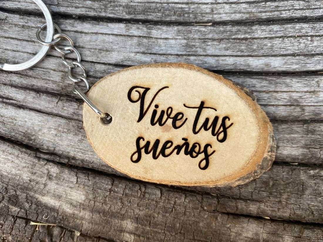 Marcasitios llavero madera con frase