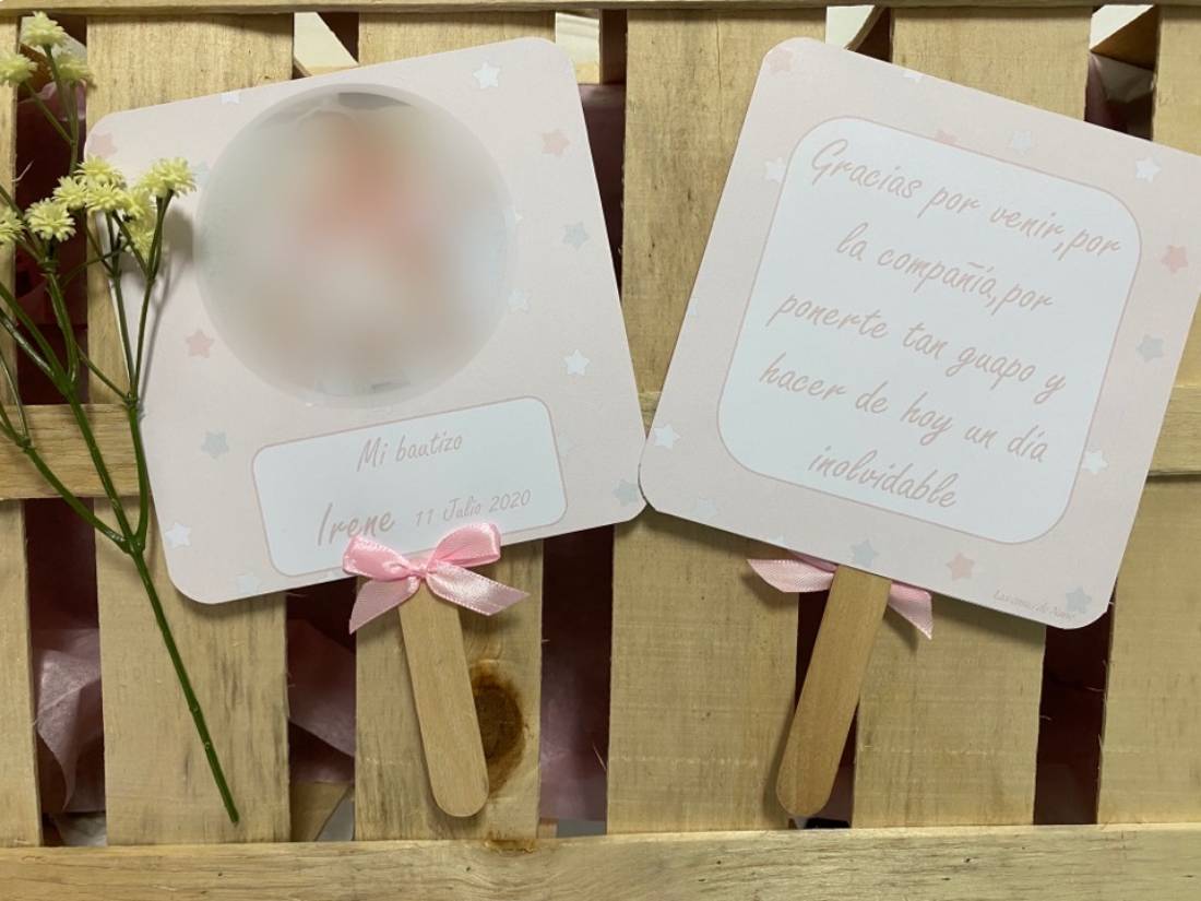 Pai pai fondo estrellas rosas y grises con foto (opcional)