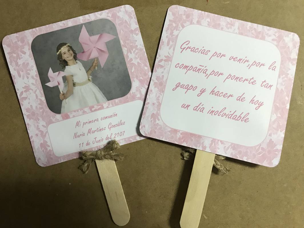 Pai pai rosa niña comunion con foto