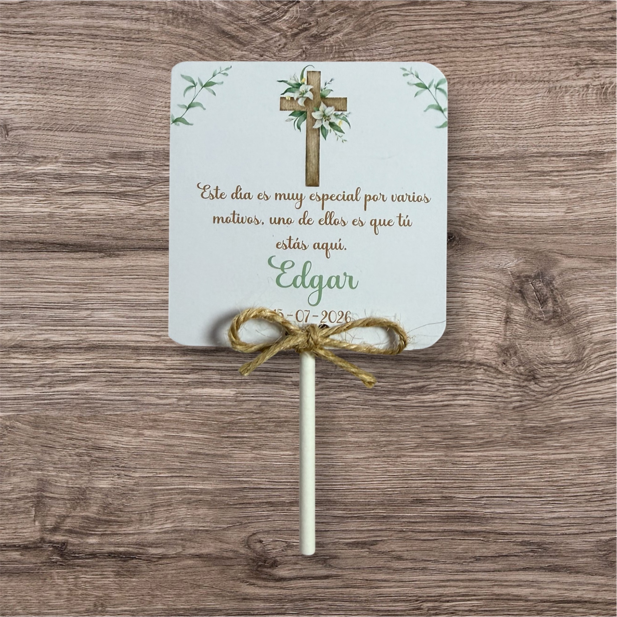 Piruleta de agradecimiento cruz flores