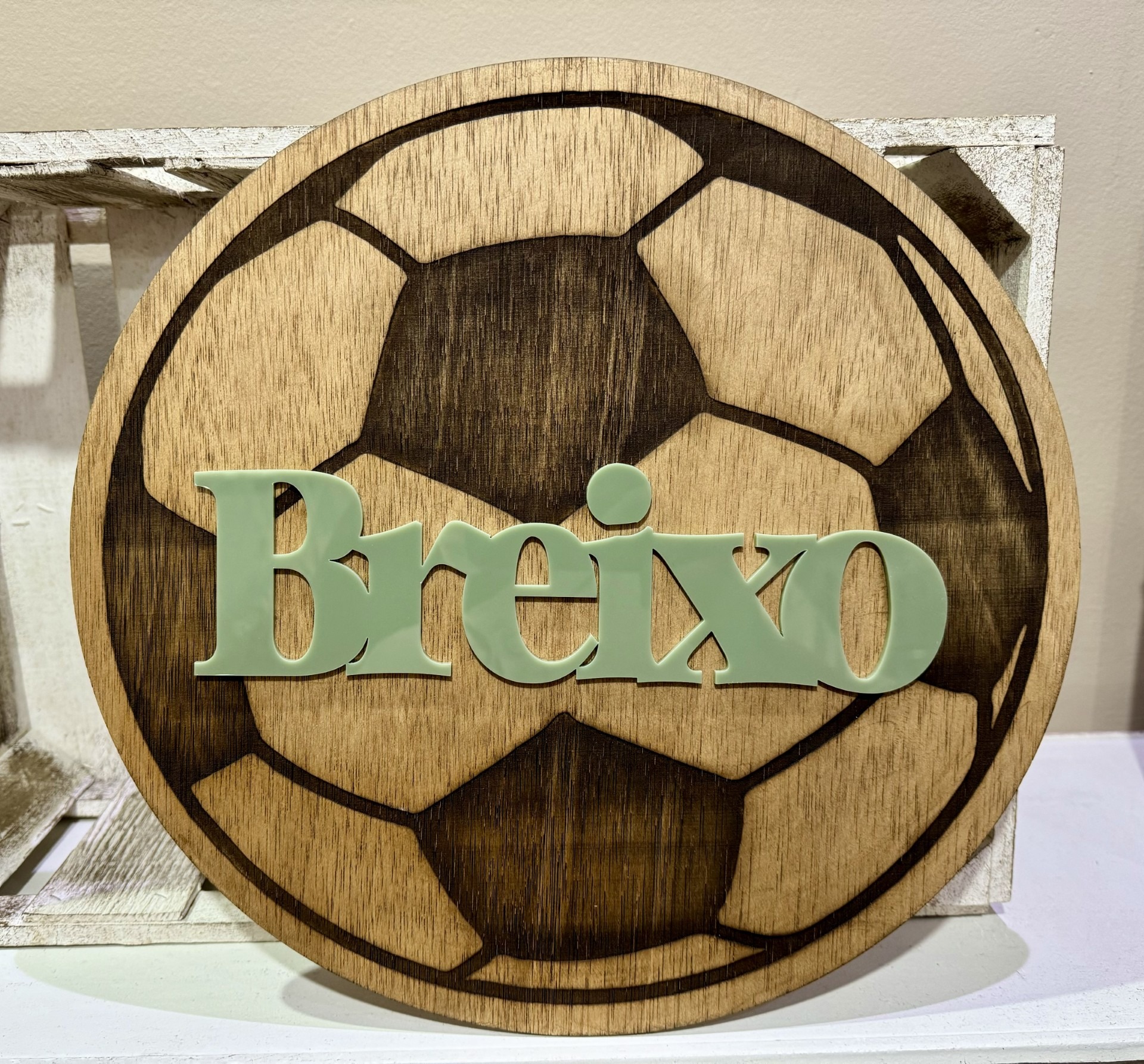 Placa pelota de fútbol con nombre