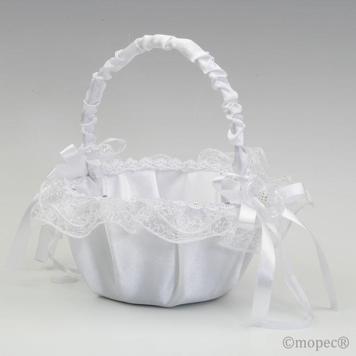 Cesta arras redonda tul blanco C453