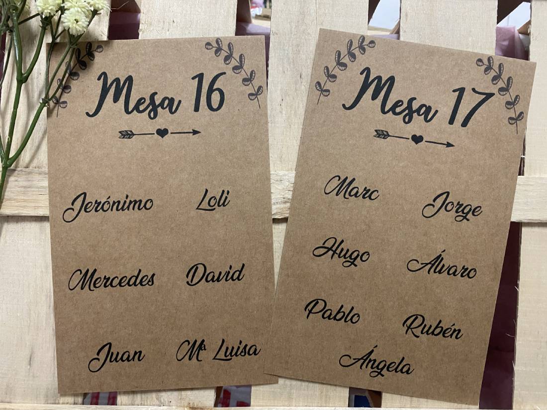 Seating plan papel kraft