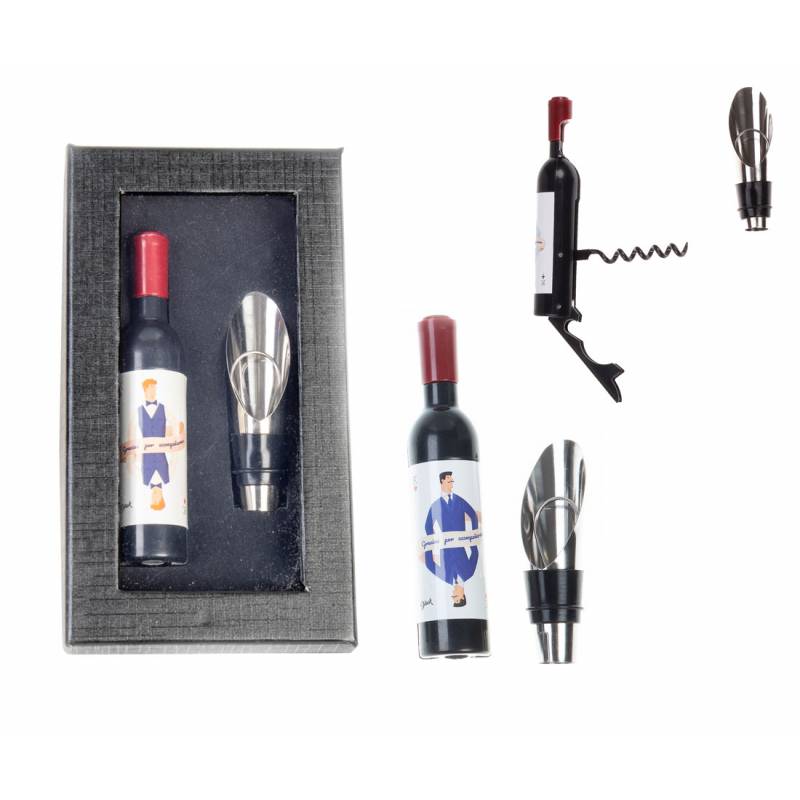 Set sacacorchos magnético + tapón de vino cartamen 4901