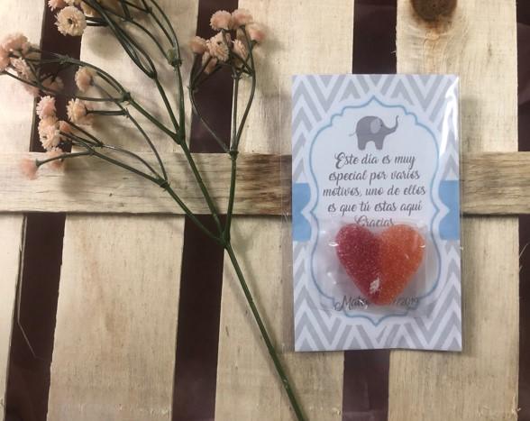 Tarjeta de agradecimiento con bombón modelo elefante