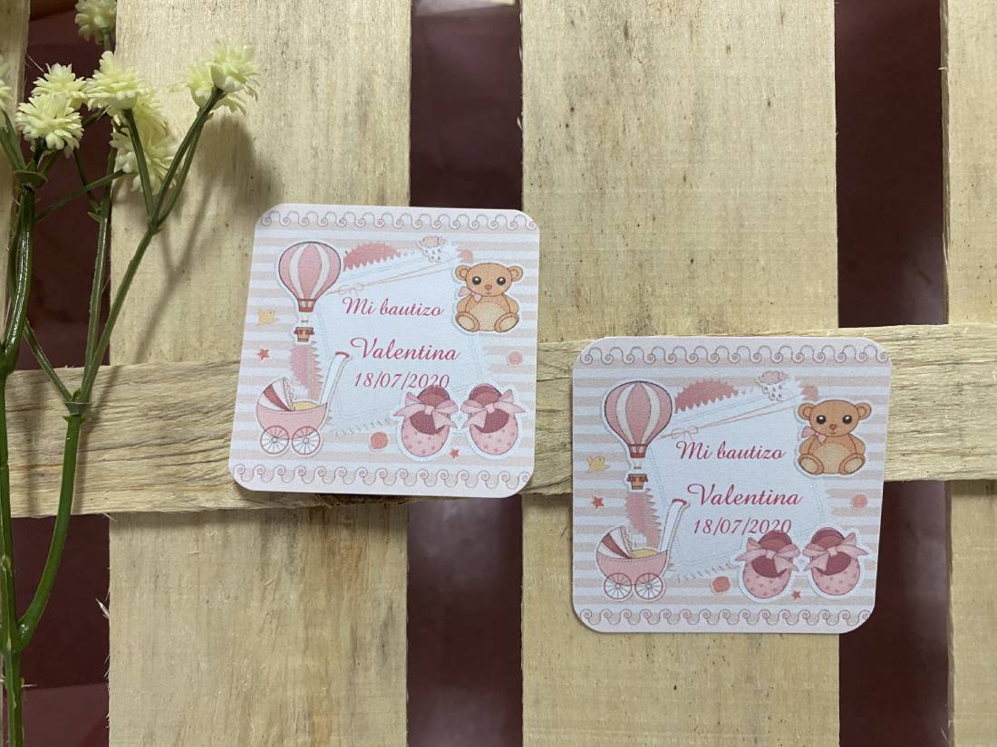 Tarjeta para detalles carrito y oso rosa