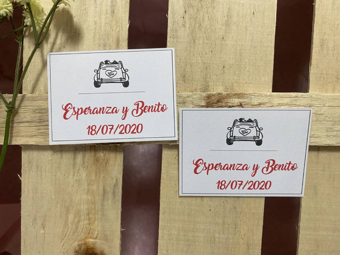 Tarjeta detalles coche novios