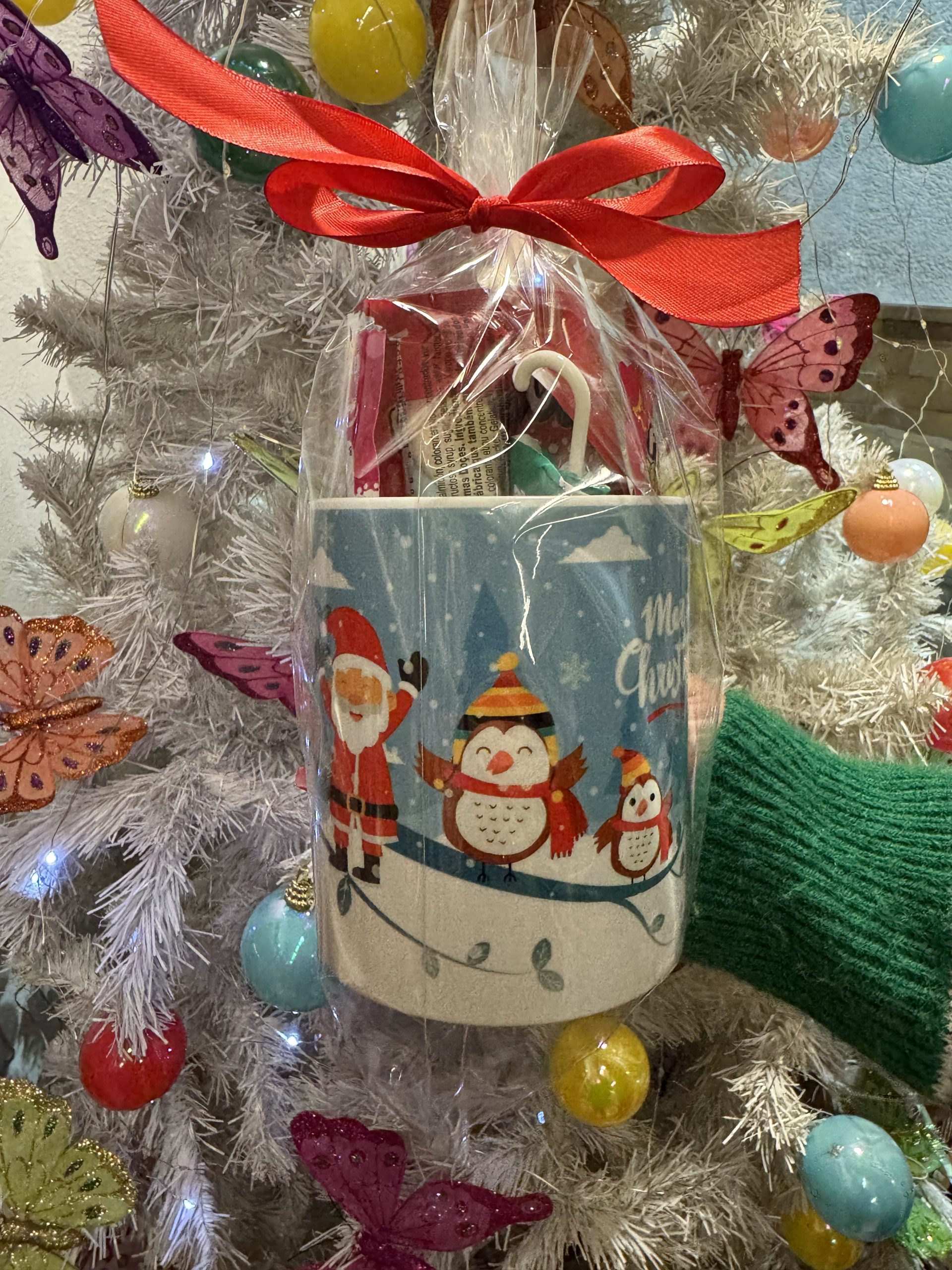 Taza navidad Papá Noel con búhos con chuches