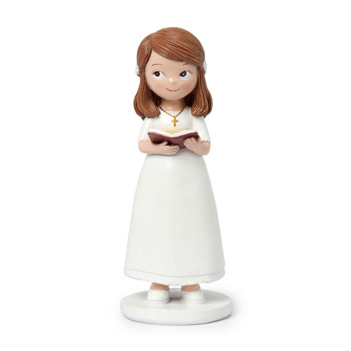 Figura pastel comunión niña vestido blanco y biblia Y60