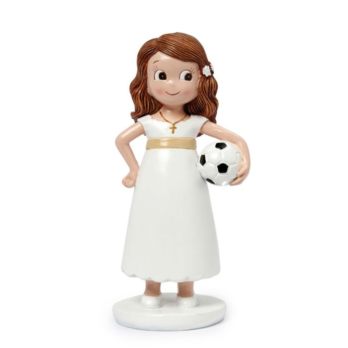 Figura pastel comunión niña con pelota de fútbol Y73