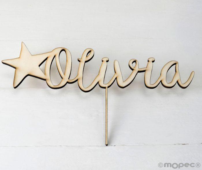Cake topper madera personalizado nombres/estrella W165