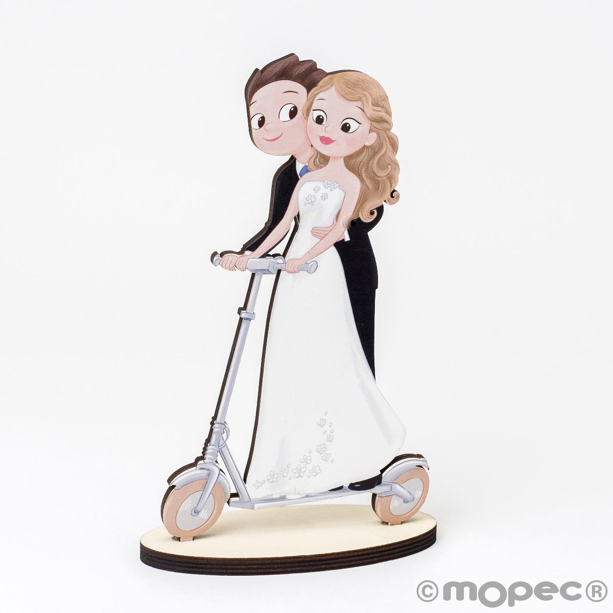 Figura madera novios patinete eléctrico W313